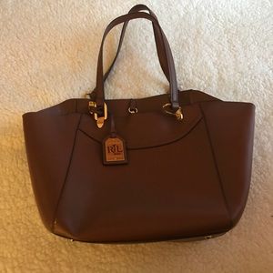 Lauren Ralph Lauren Tan Saffiano Halee tote